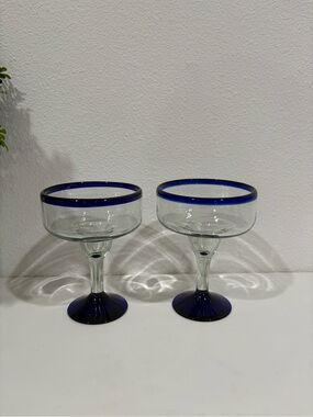 Two margarita glasses hand blown